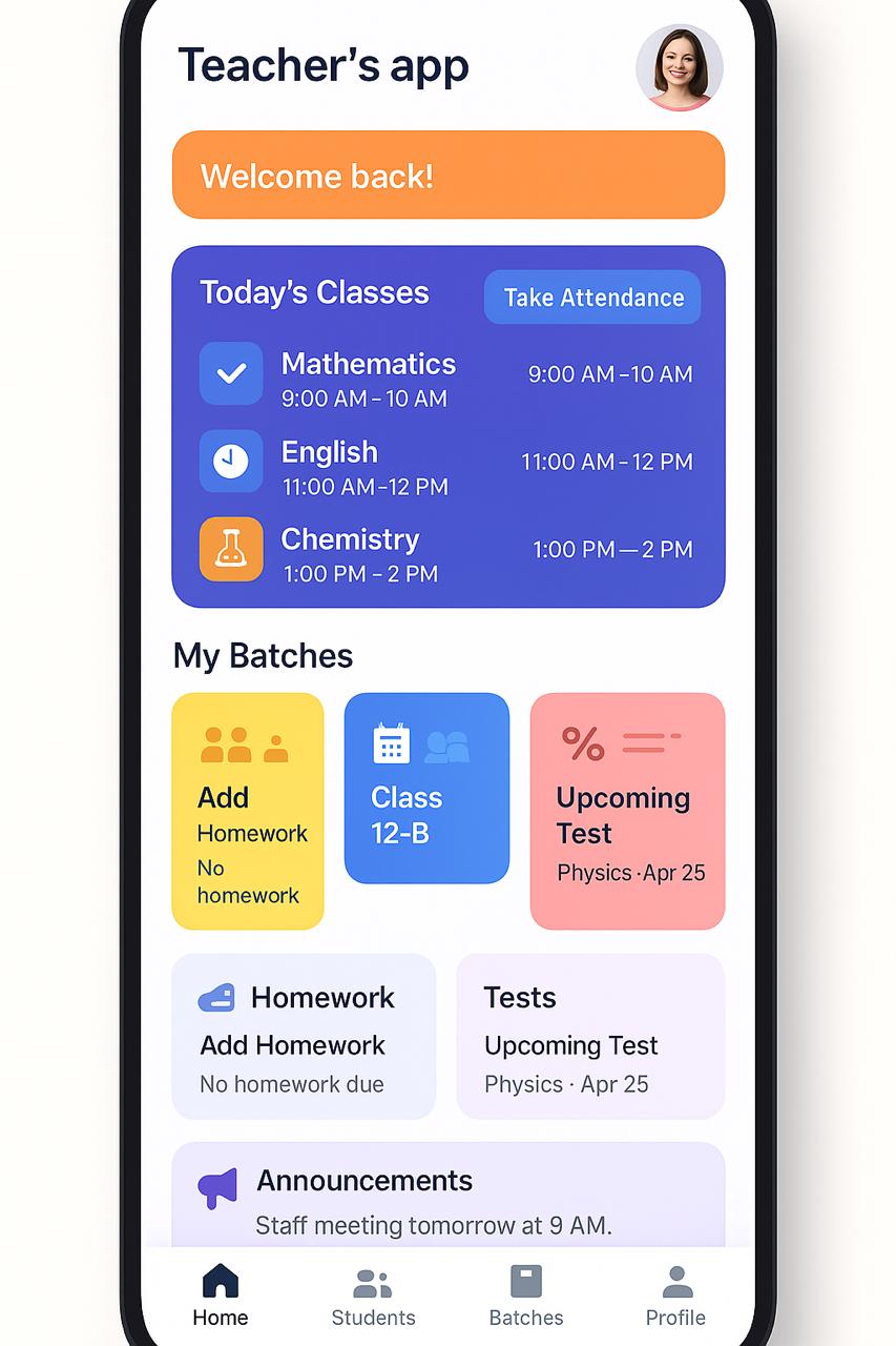 TrackMyBatch teacher app screenshot